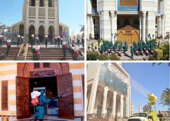 القوات المسلحة تنفذ عمليات التطهير والتعقيم الوقائي لكلاً من مشيخة الأزهر ودار الإفتاء والكاتدرائية المرقسية