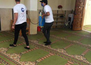 تعقيم مسجد ومدرسة بنزلة السمان بالهرم