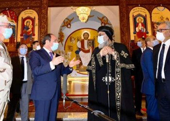 بالصور.. الرئيس السيسي يتفقد كاتدرائية السيدة العذراء بمشروع بشائر الخير ٣ بحضور البابا تواضروس الثانى