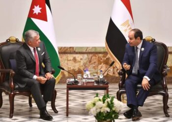 الرئيس عبد الفتاح السيسي يلتقي في العاصمة العراقية بغداد مع الملك عبد الله الثاني بن الحسين ملك المملكة الأردنية الهاشمية