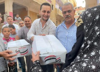 مستقبل وطن يوزع 550 كرتونة غذائية ولحوما بكفرالشيخ