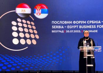 وزيرة التجارة والصناعة تشارك بفعاليات منتدى الأعمال المصري الصربي