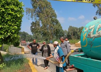 استمرار أعمال النظافة والتجميل بمركز ومدينة السنطة