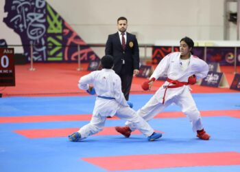 وزير الرياضة يتابع البطولة العربية للكاراتيه الثالثة عشر للكبار المقامة بإستاد القاهرة