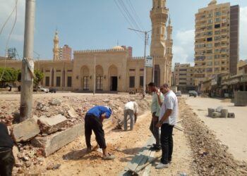 صور.. توسعة ورصف الطرق بعدد من مدن كفر الشيخ