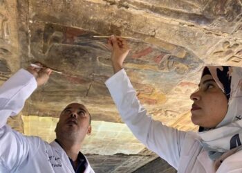 الإنتهاء من أعمال ترميم الجزء الجنوبي الغربي من سقف معبد إسنا