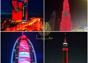 برج القاهرة وبرج خليفة يتزين بعلم المغرب بعد فوزها على البرتغال