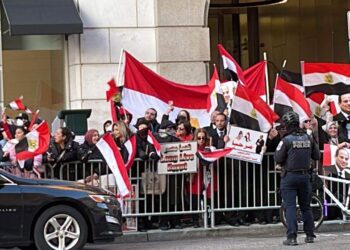 إستقبال الجالية المصرية بالولايات المتحدة الأمريكية للرئيس عبد الفتاح السيسي