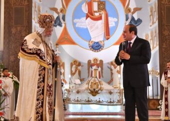 الرئيس السيسي من داخل كاتدرائية ميلاد المسيح بالعاصمة الإدارية : طول ما شعب مصر بخير مصر هتكون بخير